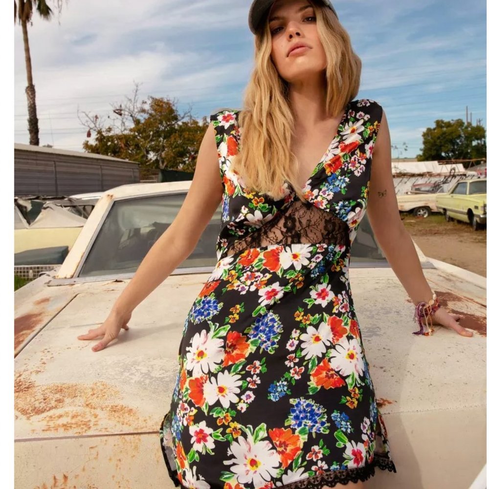 Nasty Gal Floral Lace Mini Dress